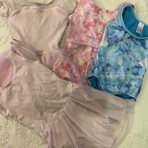 Gymnastics ballet outfits size 4-5 girls lot 4 pieces. Leotards